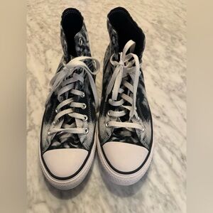 Black & White Tie-Dye Converse High Top Sneakers